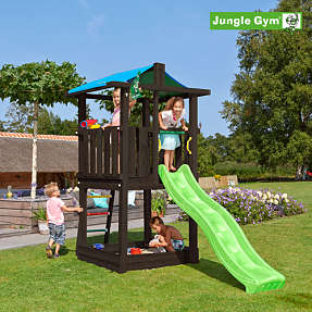 Jungle Gym Hut legetårn sortmalet inkl. slide
