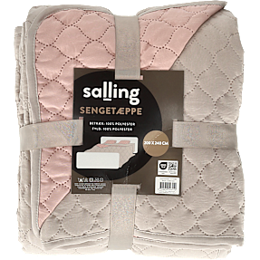 Salling sengetæppe 240x240 cm - sandfarvet og rosa