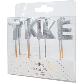 Salling kagelys med glimmer 8-pak - sølvfarvet