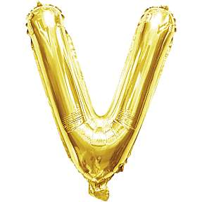 Folieballon "V" 35 cm - Guld