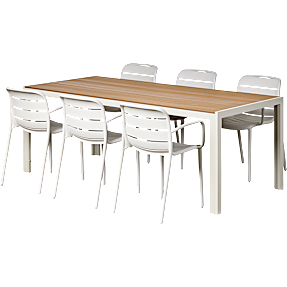 Carlton havebord med 6 lindholt stole - sandy grey