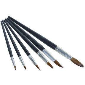 Kunstner penselsæt med gedehår - 6 stk.