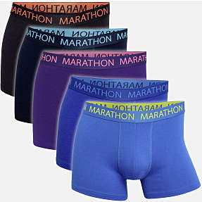 Marathon herre 5-pak tights str. 2XL - sort/blå/lilla