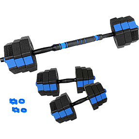 ASG 15 kg. vægtsæt med 6-kantet skiver - sort/blå