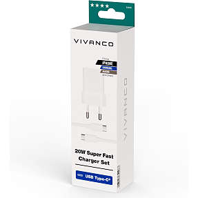 Vivanco hurtigoplader 20 W og 1,2m kabel - hvid