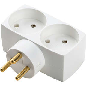 Elworks dobbeltstik 2 runde udtag med jord - hvid