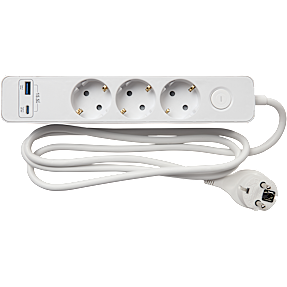 Elworks stikdåse med 3 udtag, 1 USB A og 1 USB C - hvid