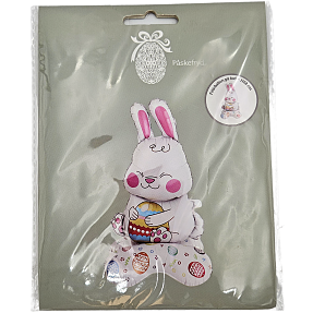 Påskehare folieballon på fod H: 68 cm - hvid