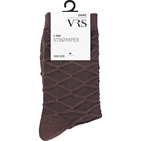 VRS dame strømpe harlekin mønster - brun