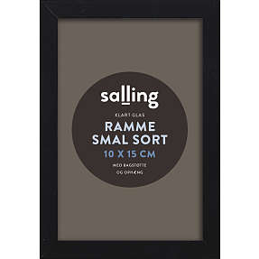 Sort ramme m. glas - 10x15 cm