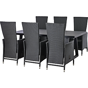 Herning bord med 6 Wells stole - grå/sort