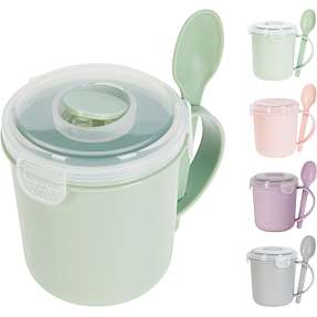 Suppekop m. låg & ske (500ml) - flere varianter - assorteret