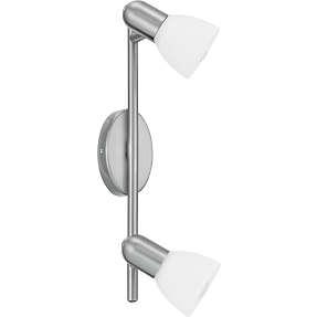 Palma 2-spotskinne - børstet stål/hvid