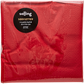 Salling ensfarvede servietter 33x33 cm 50-pak - Rød