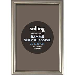 Klassisk sølvfarvet ramme m. refleksfrit glas - 20x30 cm
