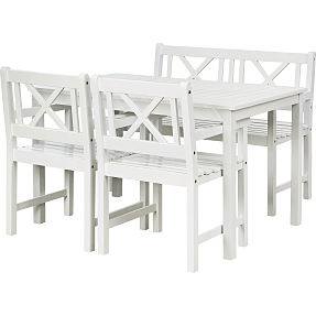 Rosenborg Compact havemøbelsæt: 1 bænk, 1 bord og 2 stole - hvid højglans