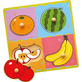 VIGA Frugt træpuslespil - 4 brikker