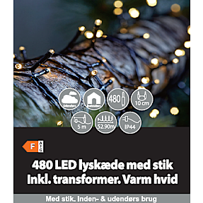 Lyskæde med 480 LED - varm hvid