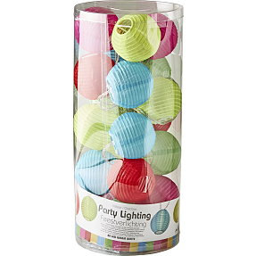 Lyskæde 20 LED rispapirlamper 10,75 meter - multifarvet