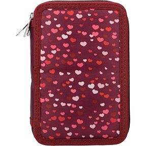 Danpen penalhus med indhold - pink med hjerter