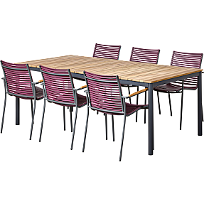 Mood havebord antracit med 6 Mood Compact stole - Plum