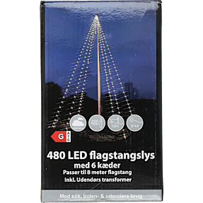 Flagstangslyskæde med 480 LED - varm hvid
