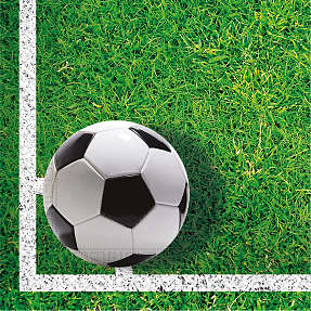 Mønstrede servietter 33x33 cm 20-pak - Fodbold