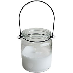 Lys i glas m. hank - hvid