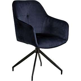 Nexø spisebordsstol - mørkeblå velour