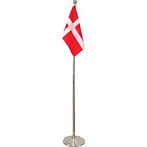 Metal gulvflag m. dannebrog - sølvfarvet