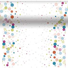 Duni bordløber 0,4x4,8 meter - hvid med multifarvede bobler