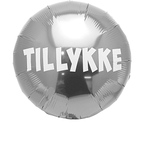 Salling folieballon "Tillykke" Ø: 44 cm - sølvfarvet