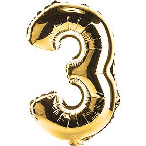 Salling folieballon " 3" H: 35 cm - flere varianter - assorteret