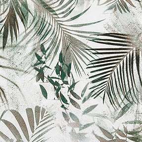 Servietter med grønne blade 33x33 cm 20-pak - hvid med grønne blade