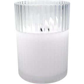 LED lys i glas med riller H: 10 cm - hvid