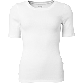 VRS dame rib T-shirt str. L - hvid