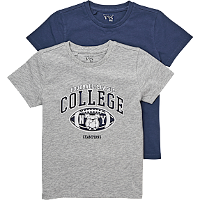 VRS børne 2-pak T-shirt str. 146/152 - grå/blå