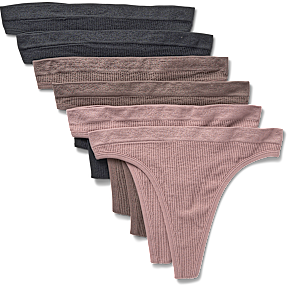 VRS dame 6-pak g-streng str. XS/S - sort/brun/rosa