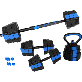 ASG 20 kg. vægtsæt med 6-kantet skiver - sort/blå