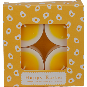 Påske maxi fyrfadslys D: 5,5 cm 4-pak - hvid og gul