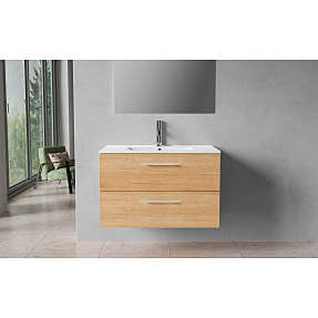 Milano badskab med vask - træ look