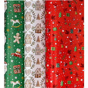 Jul gavepapir 70 cm x 3 m - flere varianter - assorteret
