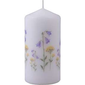 Bloklys 6x12 cm - hvid m. blomstermotiv