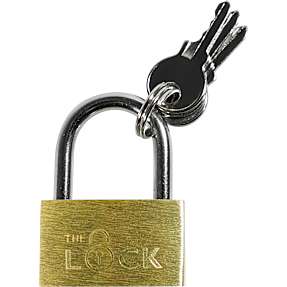 Hængelås med nøgler - messing