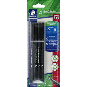 Staedtler Triplus fineliner 4-pak - sort