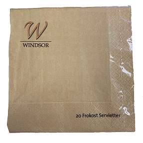 Windsor ensfarvede servietter 33x33 cm 20-pak - guldfarvet