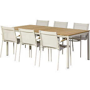 Mood havemøbelsæt med 6 texteline havestole - Sandy grey