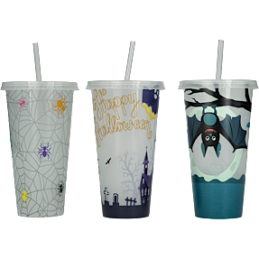 Halloween selvlysende tumbler - 750 ml - flere varianter - assorteret