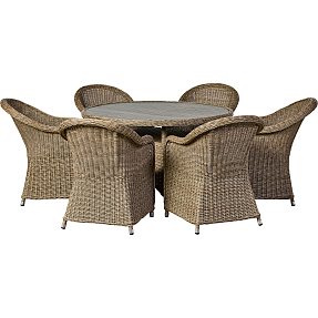 Albany bord med 6 stole - natur