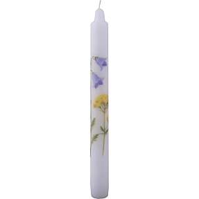 Stagelys 2,2x24 cm - hvid m. blomstermotiv
